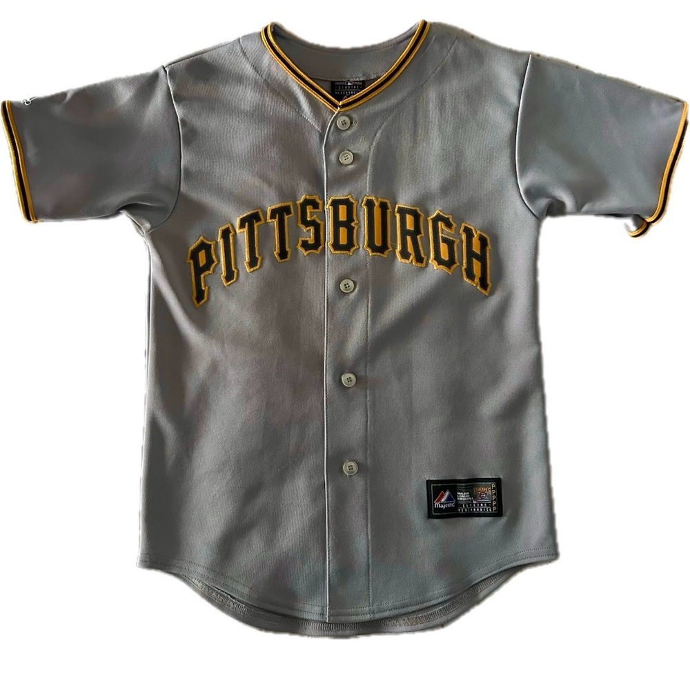 Boys Pittsburgh Pirates Majestic Gray Away Official Cool Base Jersey